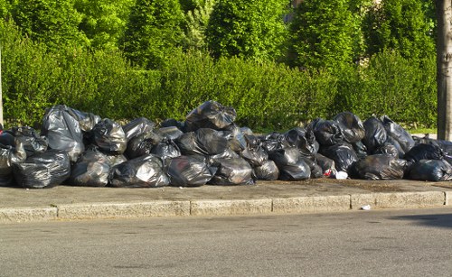 Variety of items being sorted for junk removal